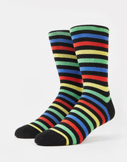 Route One Rainbow Striped Socks - Black/Multi