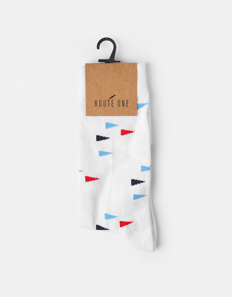 Route One Flag Socks - White