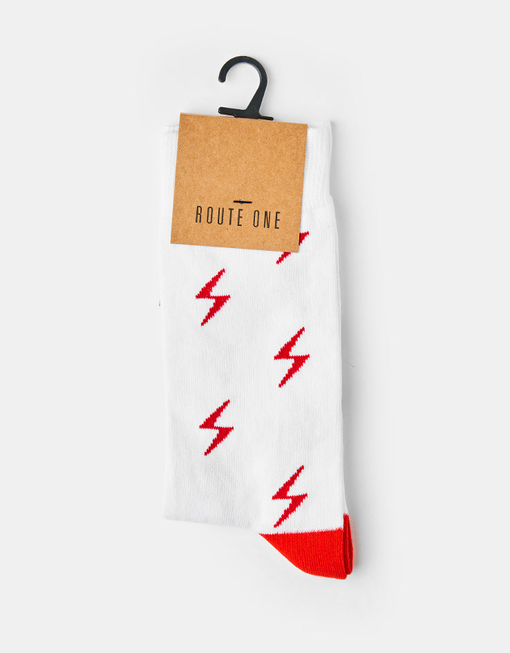Route One Bolt Socks - White