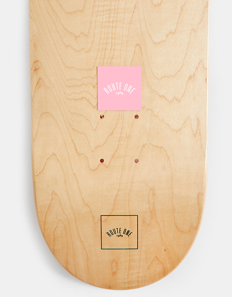 Route One Square Arch Logo Small Sticker - Pink/White