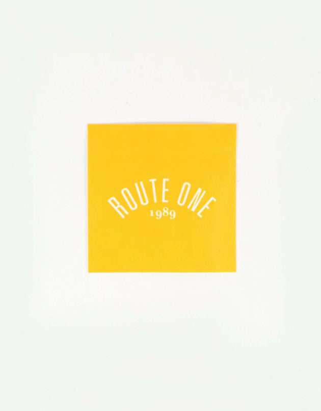 Route One Square Arch Logo Small Sticker - Orange/White