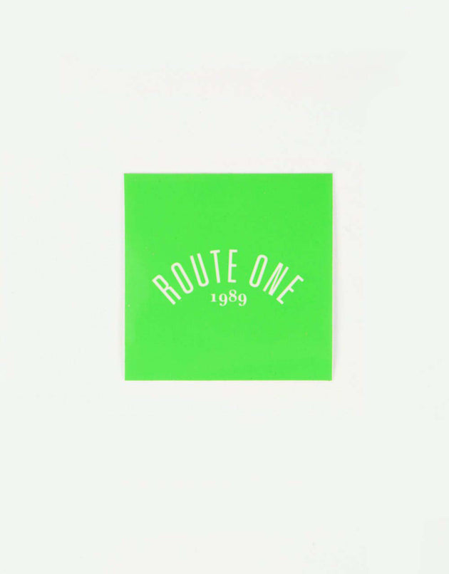 Route One Square Arch Logo Small Sticker - Olive/White