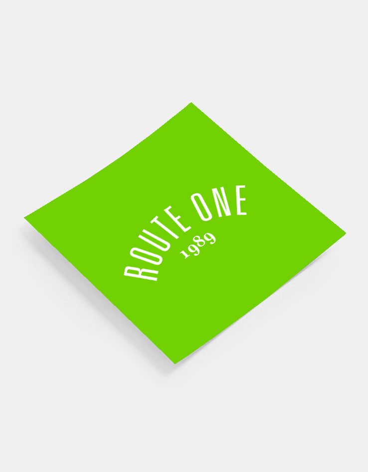 Route One Square Arch Logo Small Sticker - Olive/White
