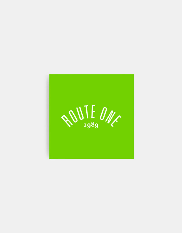 Route One Square Arch Logo Small Sticker - Olive/White