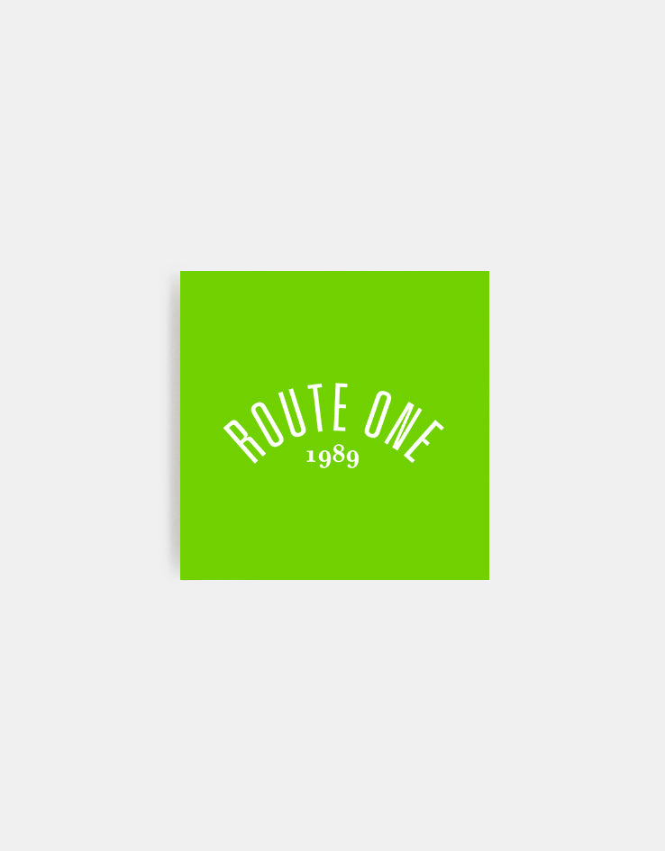 Route One Square Arch Logo Small Sticker - Olive/White