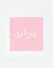 Route One Square Arch Logo Large Sticker - Pink/White
