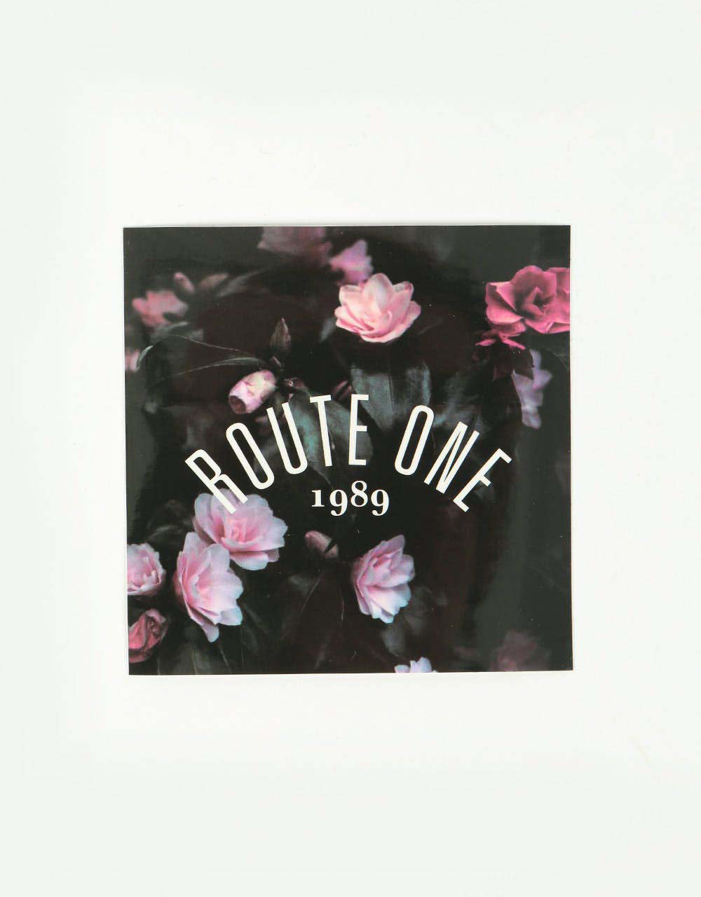 Route One Square Arch Logo Large Sticker - Floral