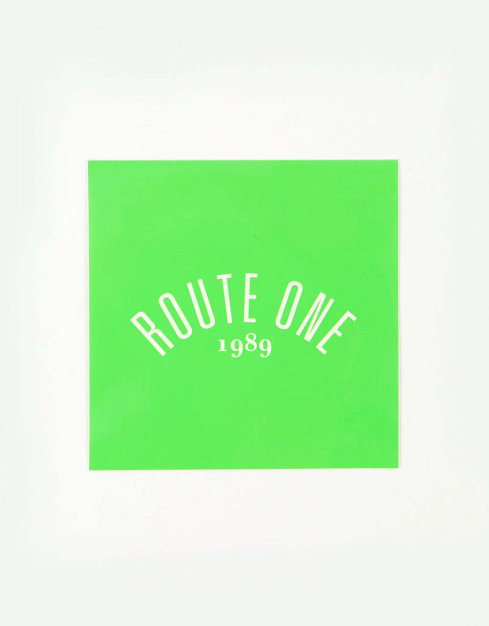 Route One Square Arch Logo Large Sticker - Olive/White
