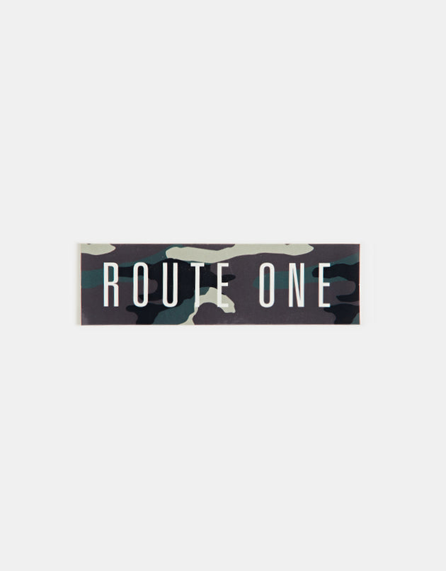 Route One Straight Logo Small Sticker - Camo