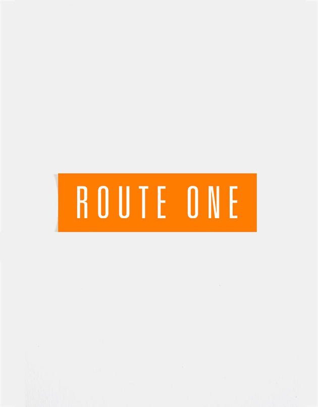 Route One Straight Logo Small Sticker - Orange/White