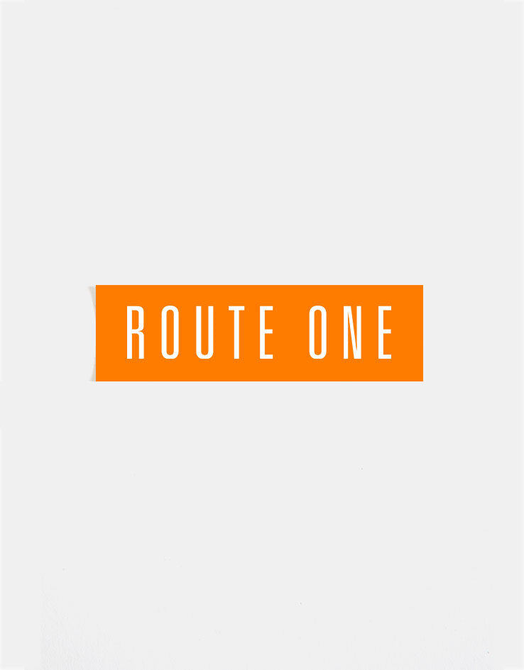Route One Straight Logo Small Sticker - Orange/White