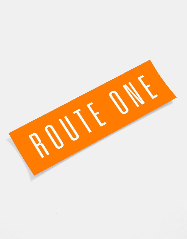 Route One Straight Logo Small Sticker - Orange/White