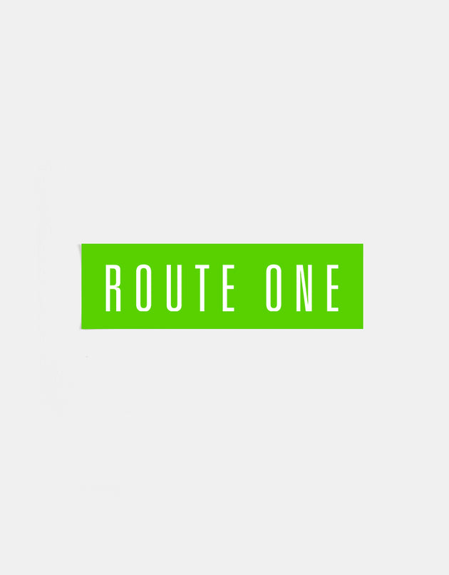 Route One Straight Logo Small Sticker - Olive/White