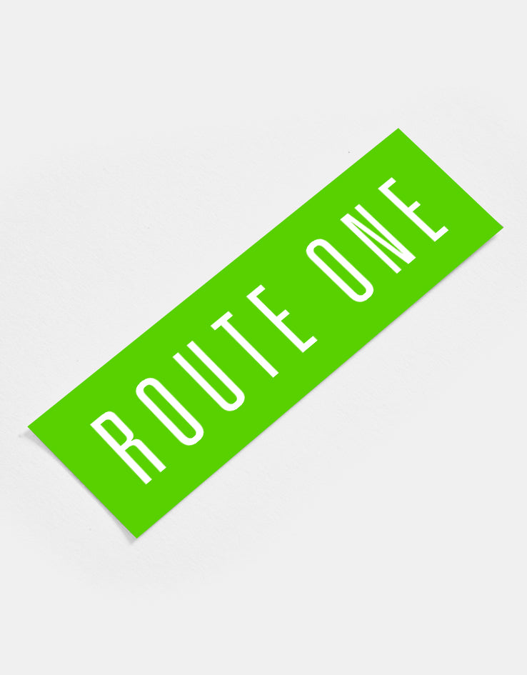 Route One Straight Logo Small Sticker - Olive/White