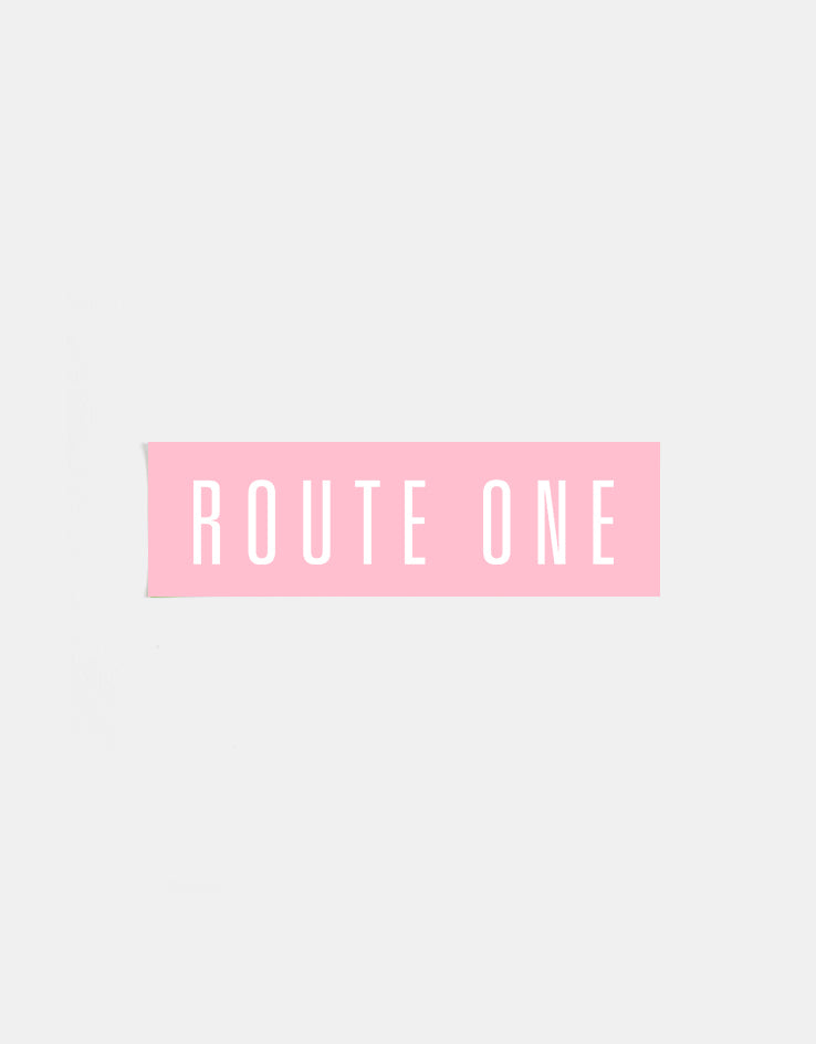 Route One Straight Logo Large Sticker - Pink/White