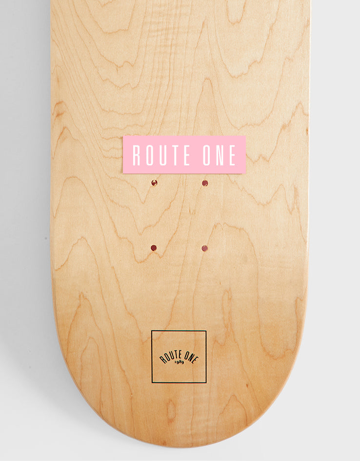 Route One Straight Logo Large Sticker - Pink/White