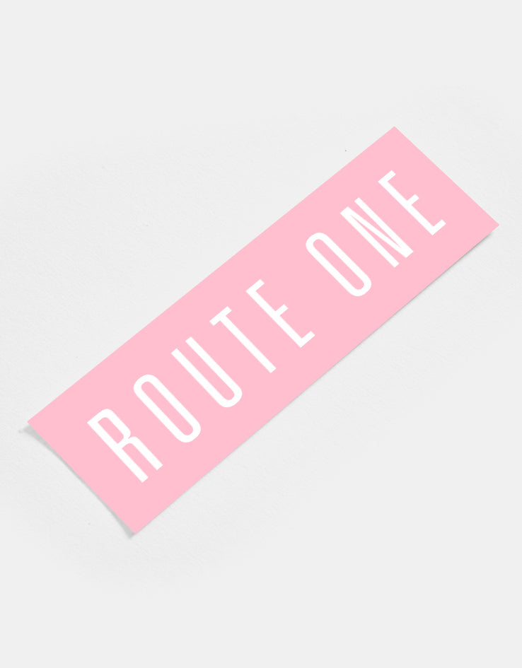 Route One Straight Logo Large Sticker - Pink/White