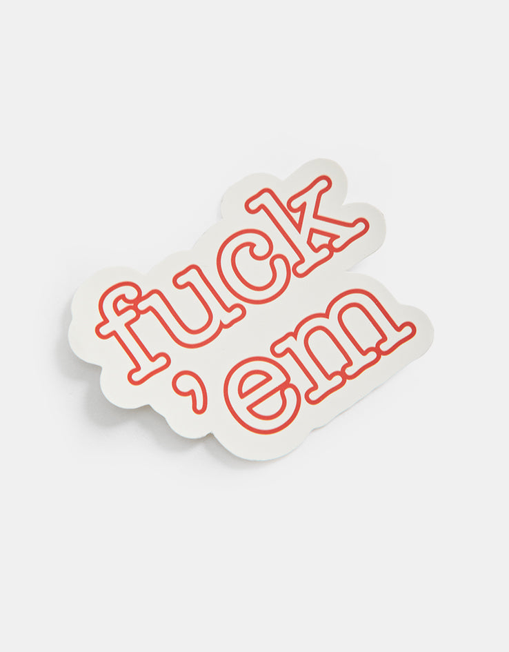 Route One Fuck 'Em Logo Sticker - White/Red