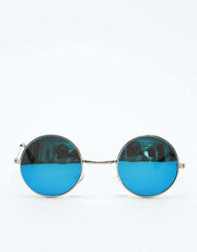 Route One Woodstock Sunglasses - Silver (Blue Mirror)