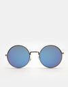 Route One Woodstock Sunglasses - Silver (Blue Mirror)