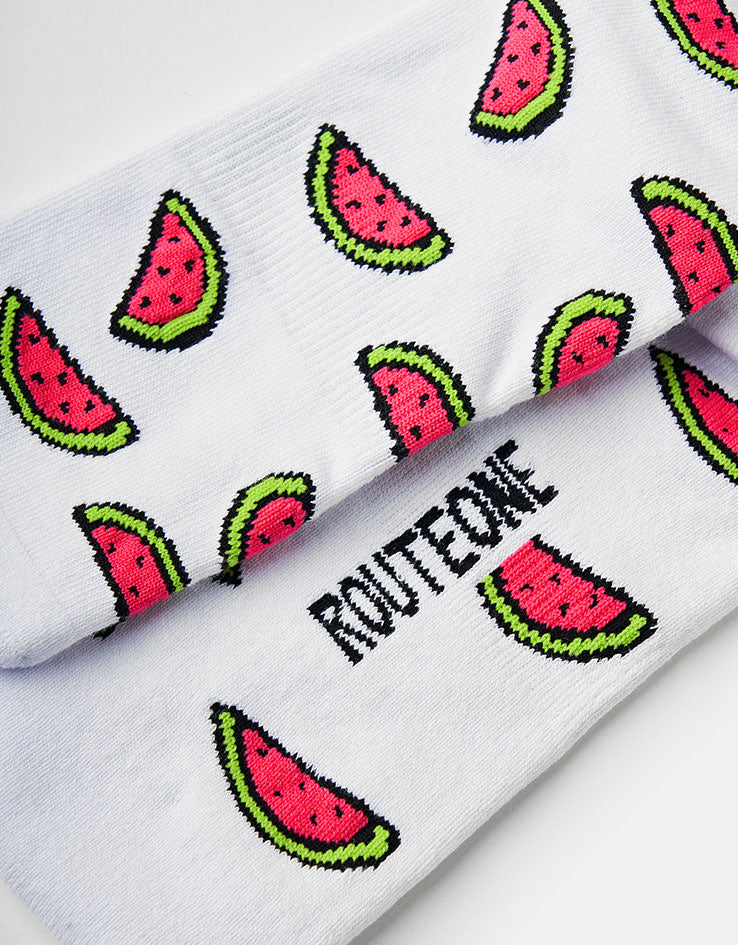 Route One Watermelon Crew Socks - White