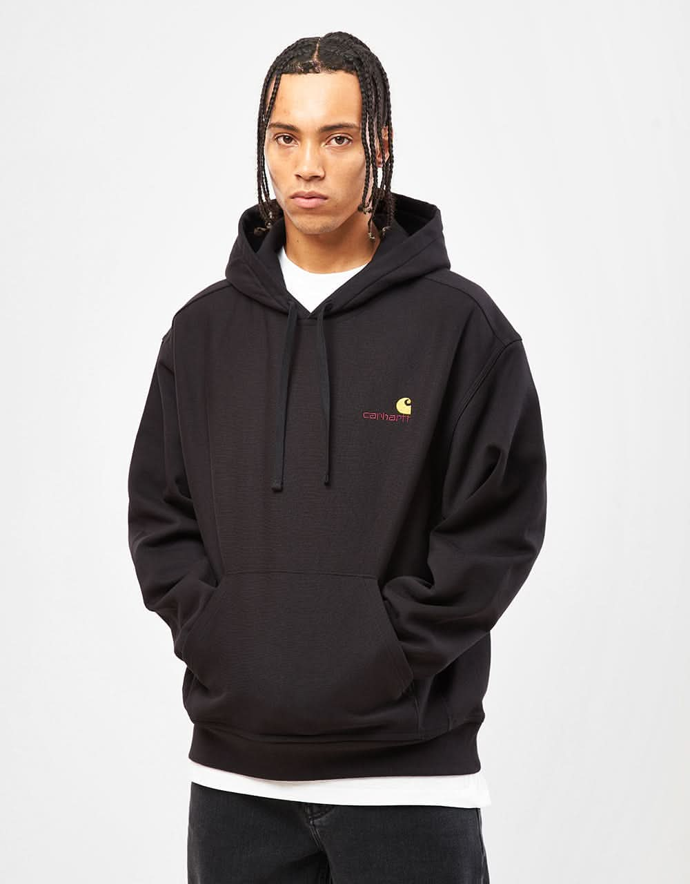 Carhartt WIP Hooded American Script Sweatshirt - Black