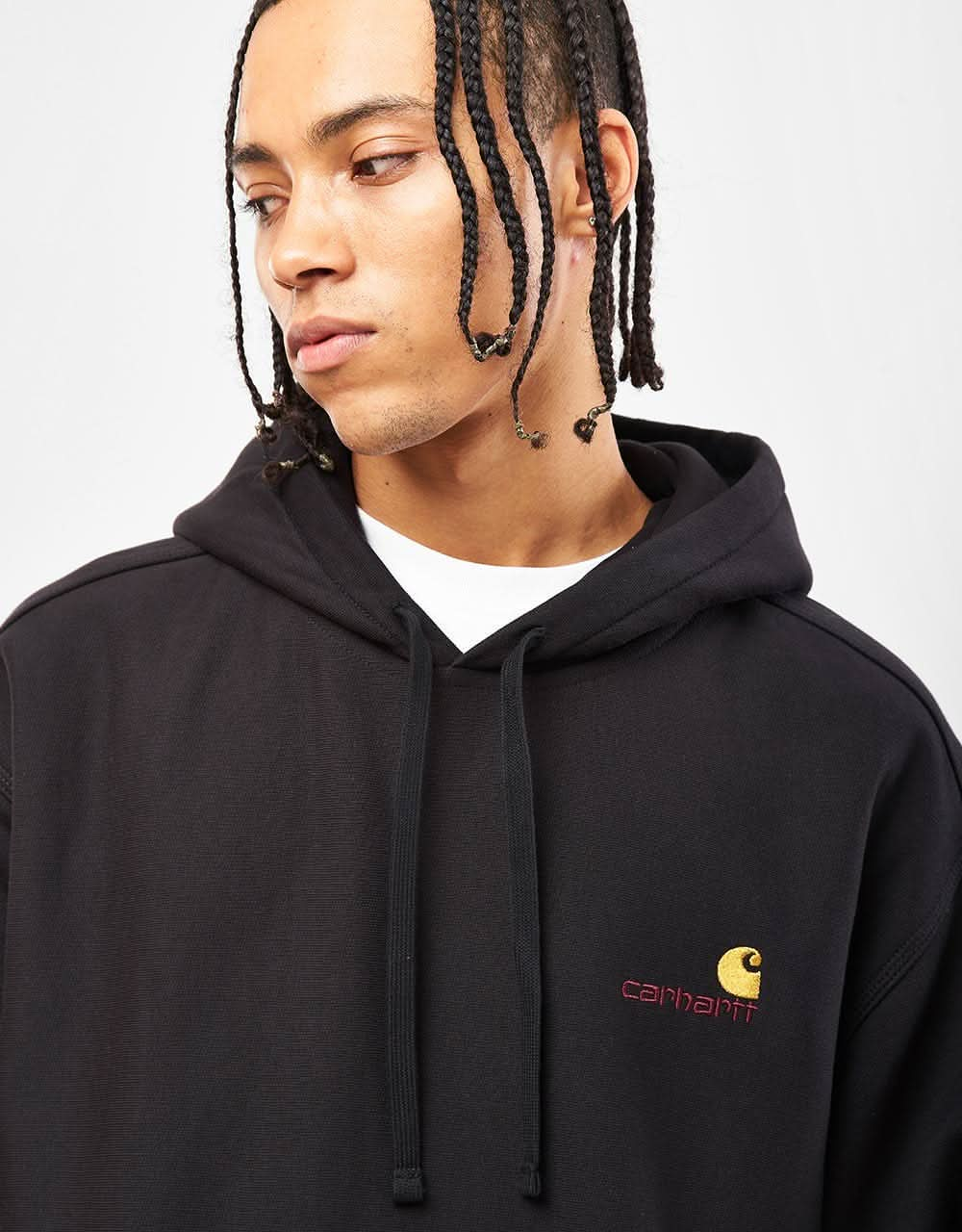 Carhartt WIP Hooded American Script Sweatshirt - Black