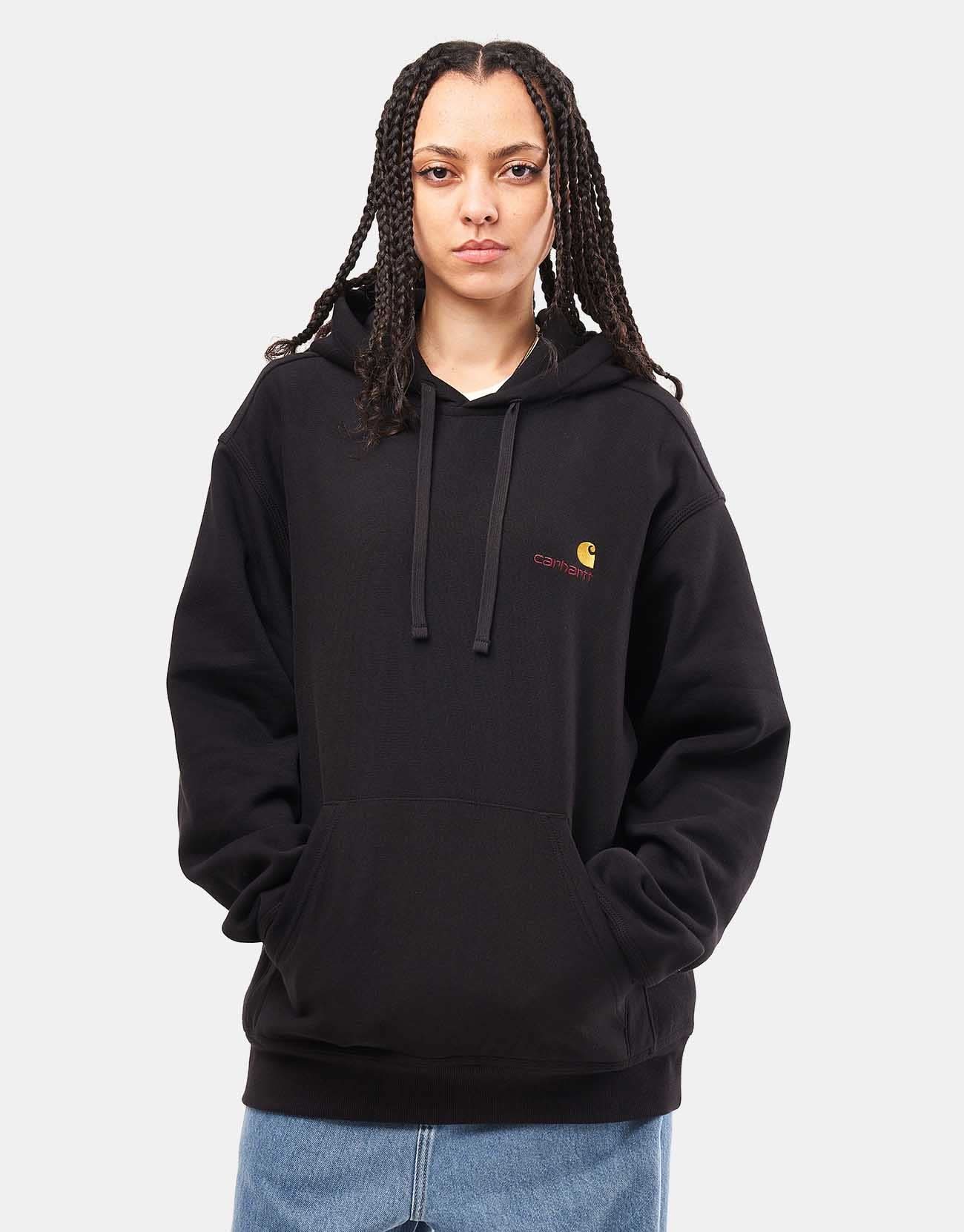 Carhartt WIP Hooded American Script Sweatshirt - Black | Route One