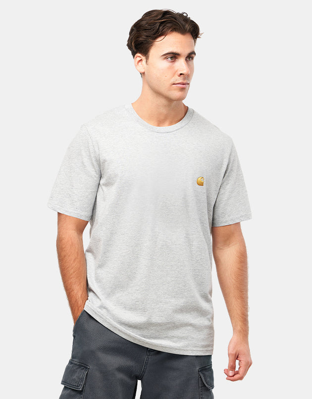 Carhartt WIP S/S Chase T-Shirt - Grey Heather/Gold