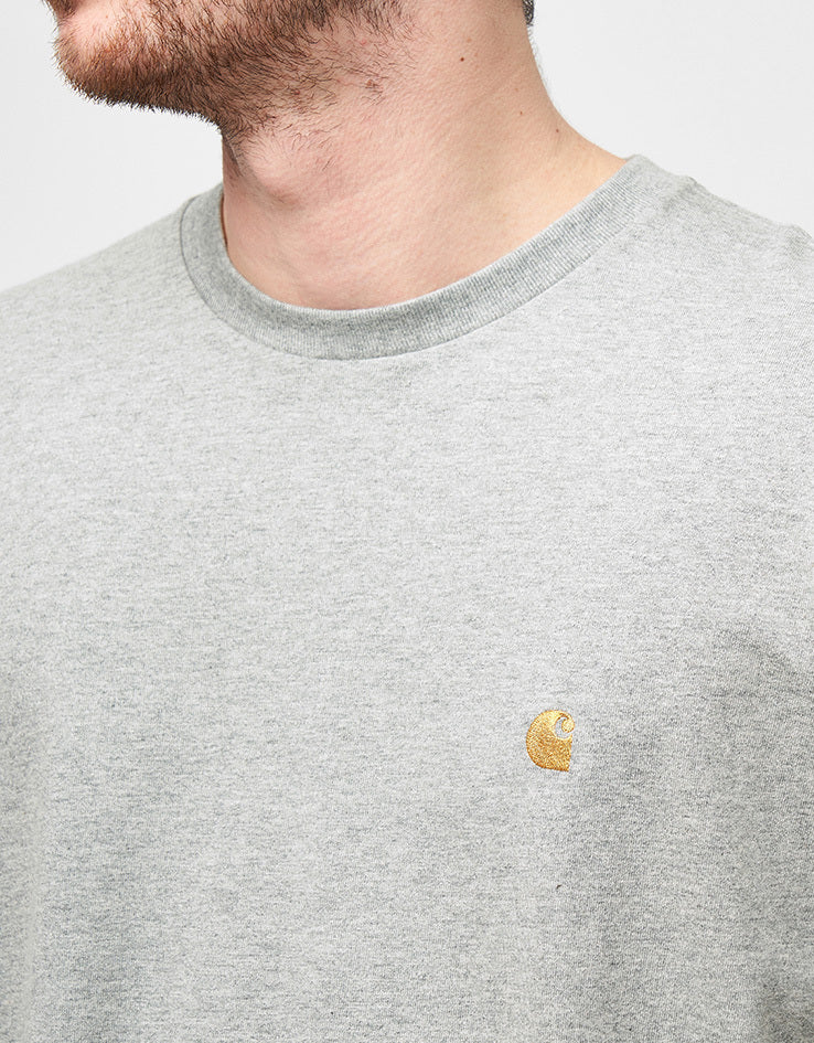 Carhartt WIP S/S Chase T-Shirt - Grey Heather/Gold