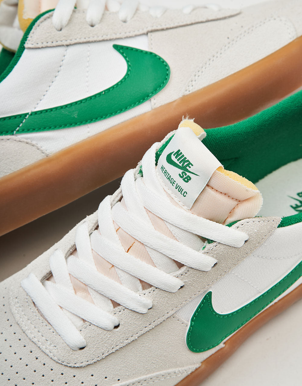 Nike SB Heritage Vulc Skate Shoes - Summit White/Lucky Green-White