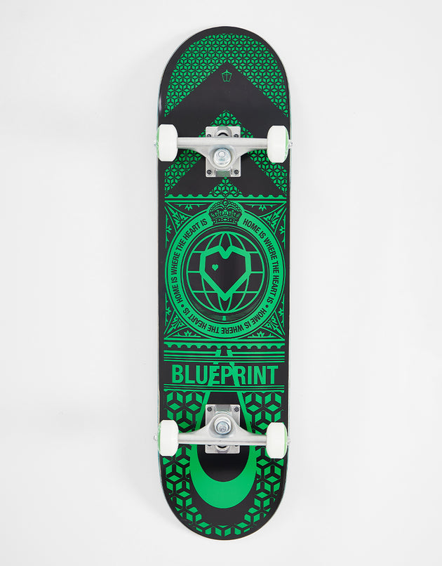 Blueprint Home Heart Black/Green Complete Skateboard - 8"