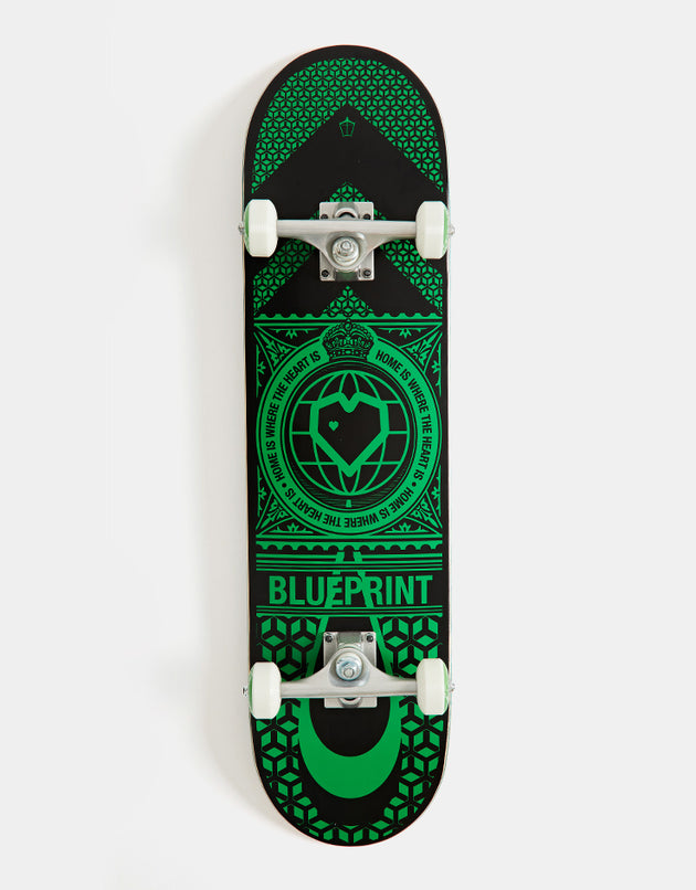 Blueprint Home Heart Black/Green Complete Skateboard - 8"