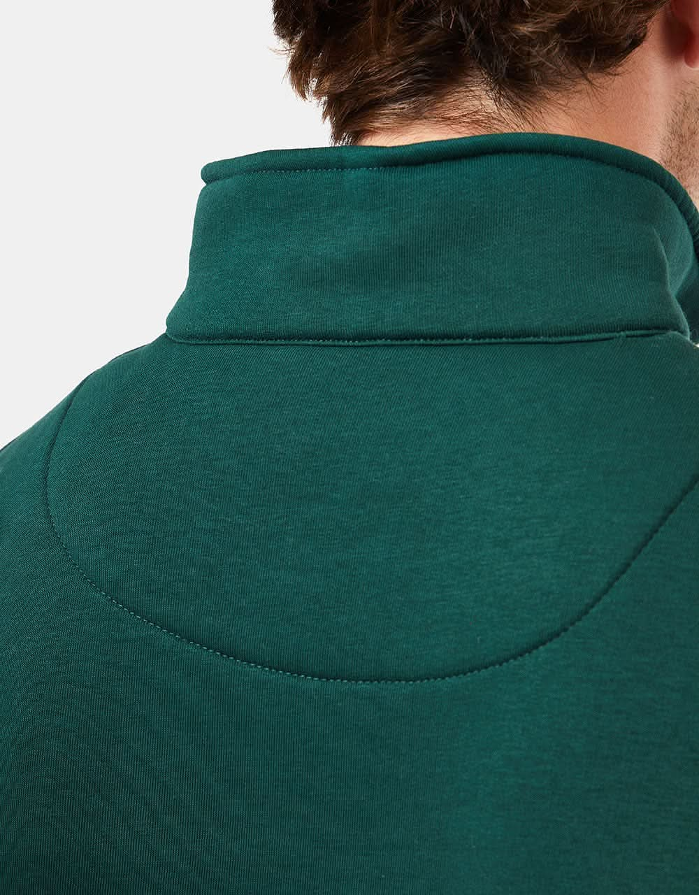 Route One Blocked 1/4 Zip Sweat - Forest Green/Stone