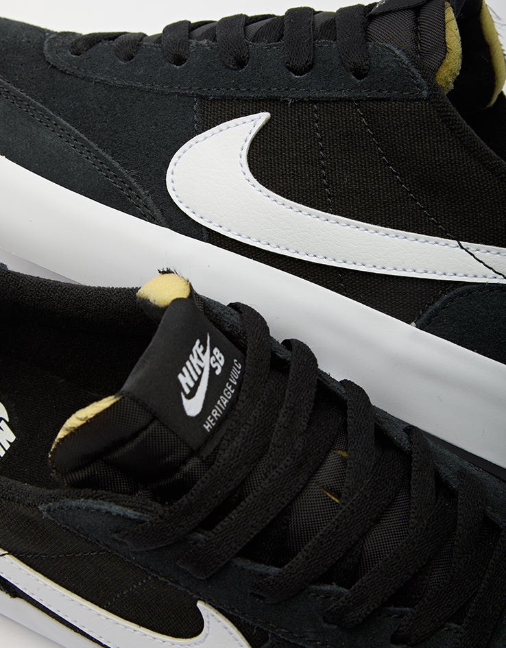 Nike SB Heritage Vulc Skate Shoes - Black/White-Black-White