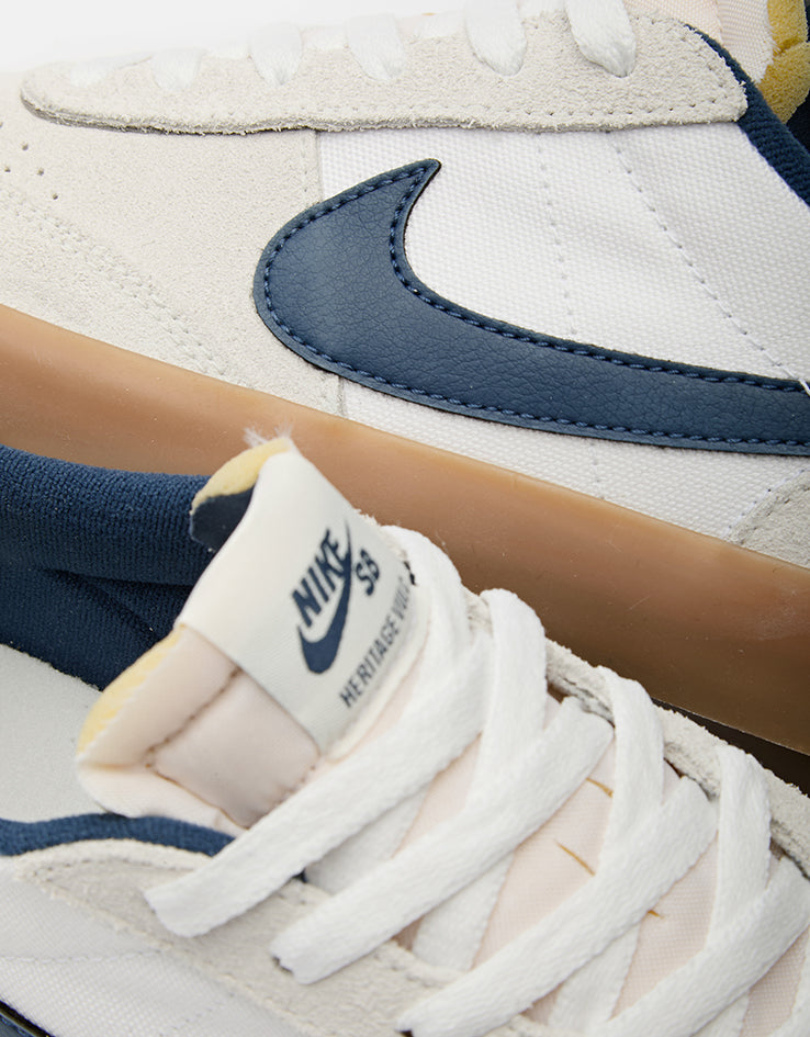 Nike SB Heritage Vulc Skate Shoes - Summit White/Navy-White-Gum Light Brown