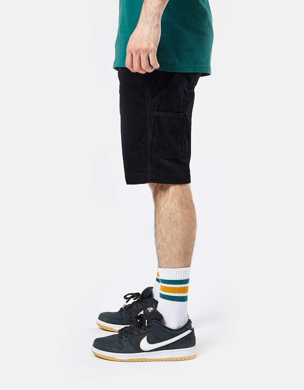 Route One Big Wale Cord Carpenter Shorts - Black