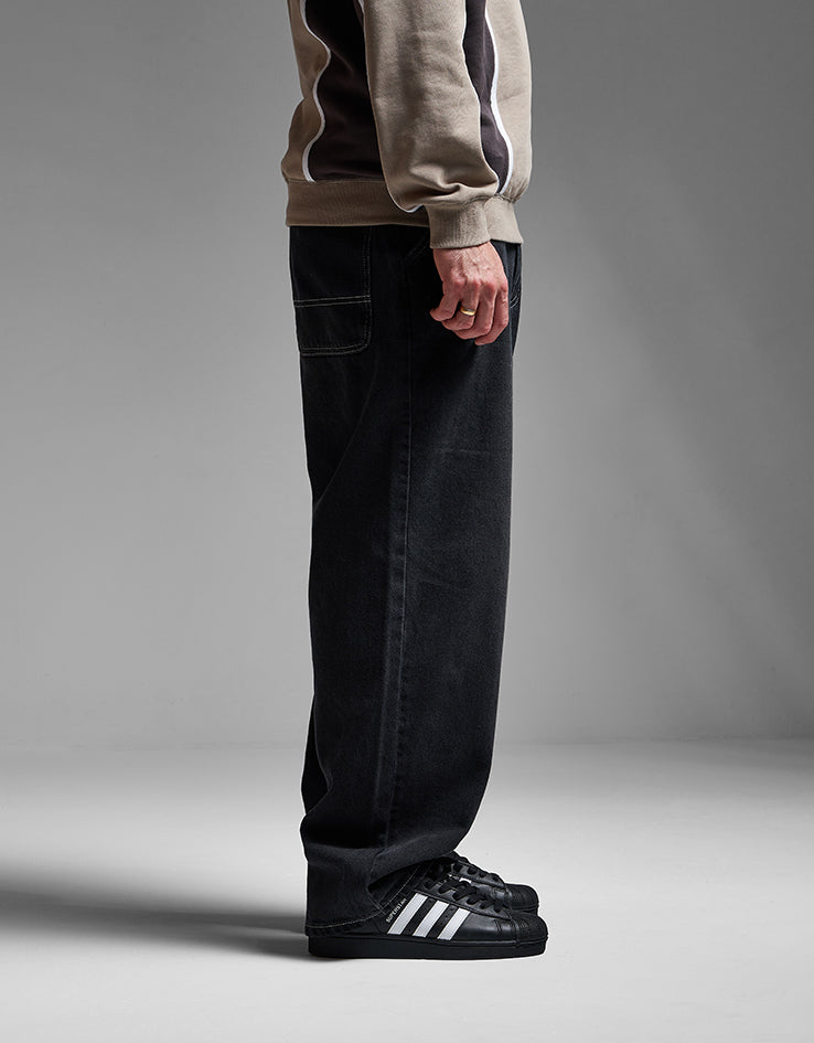 Route One Super Baggy Denim Jeans - Washed Black