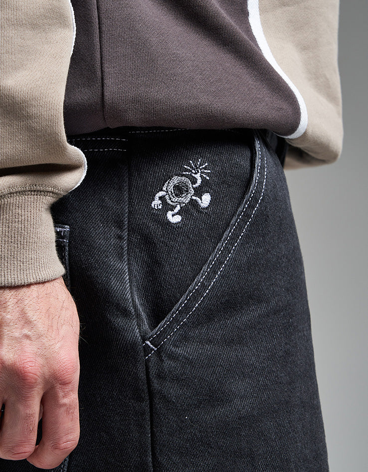 Route One Super Baggy Denim Jeans - Washed Black