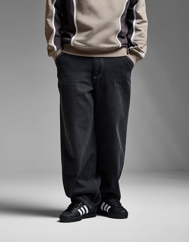 Route One Super Baggy Denim Jeans - Washed Black