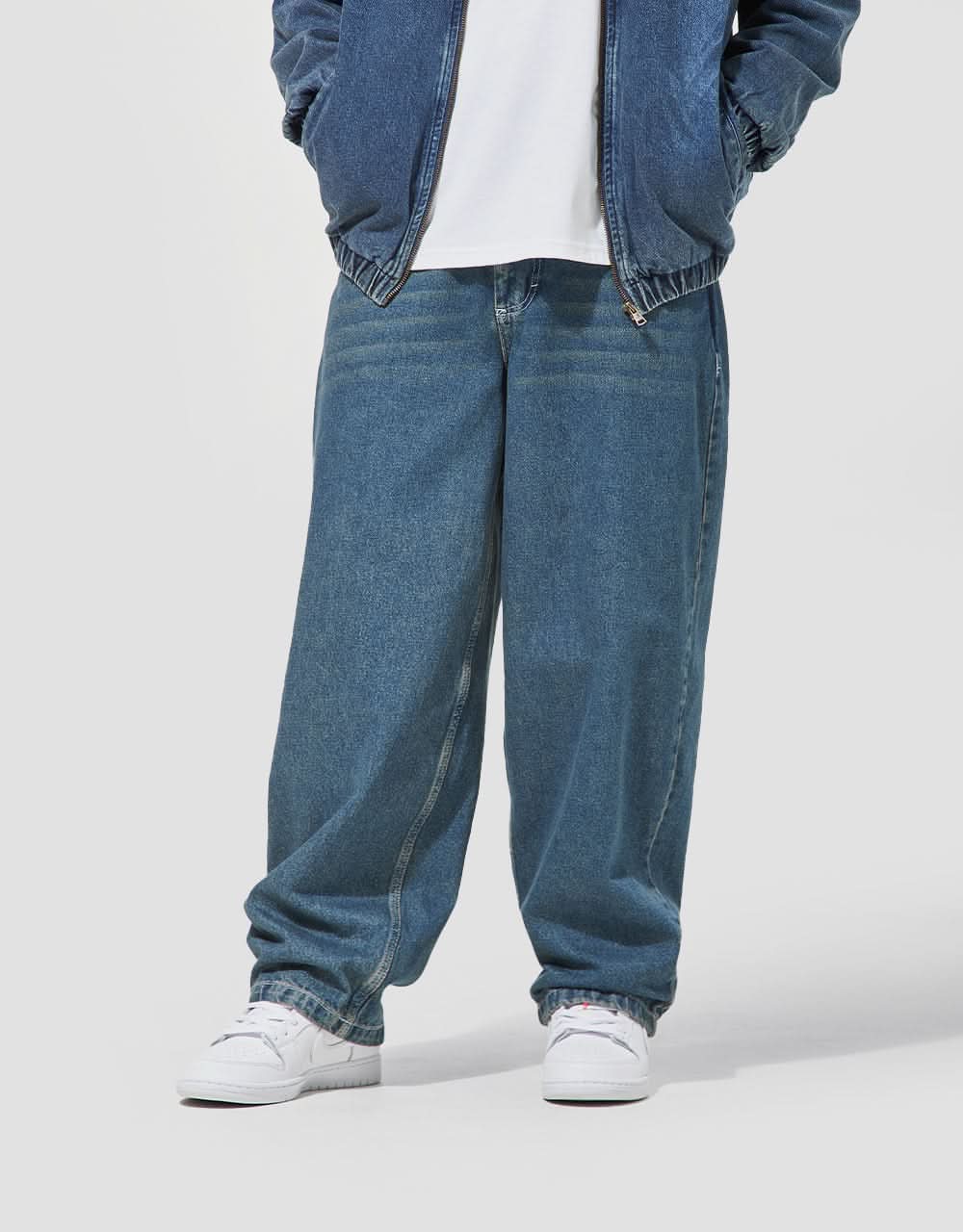 Route One Super Baggy Denim Jeans Light Wash - Main Image