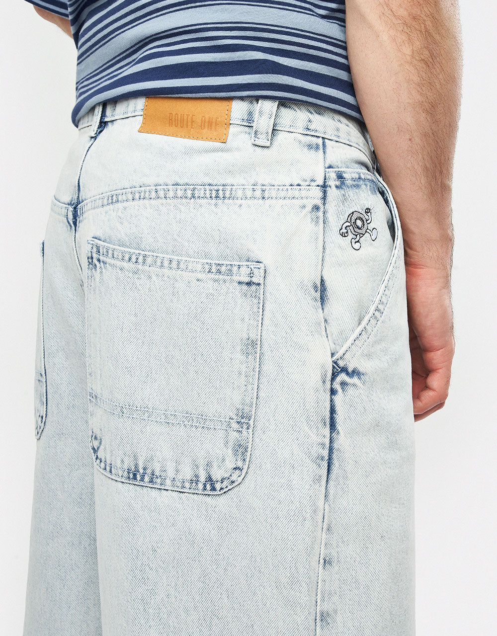 Route One Super Baggy Denim Jeans - Stone Wash