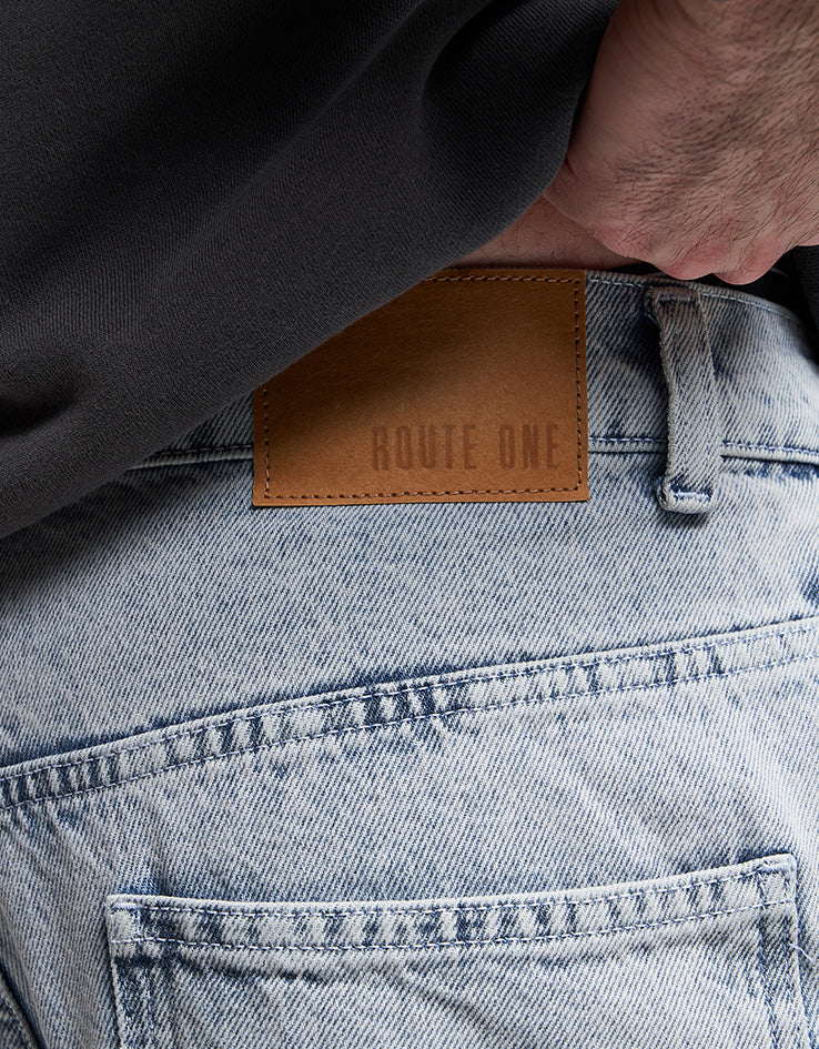 Route One Super Baggy Denim Jeans - Stone Wash