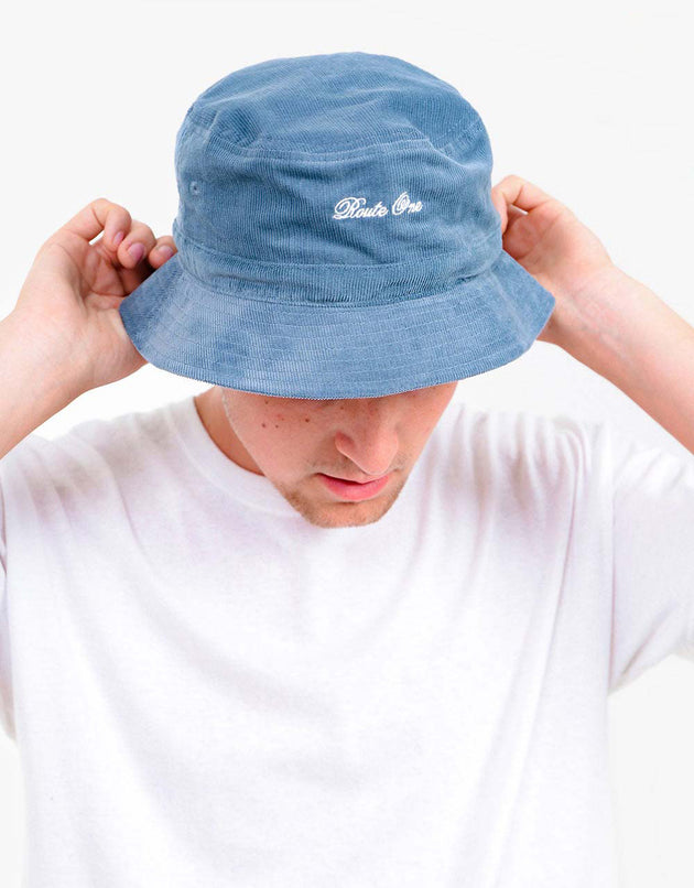 Route One Script Cord Bucket Hat - Air Force Blue