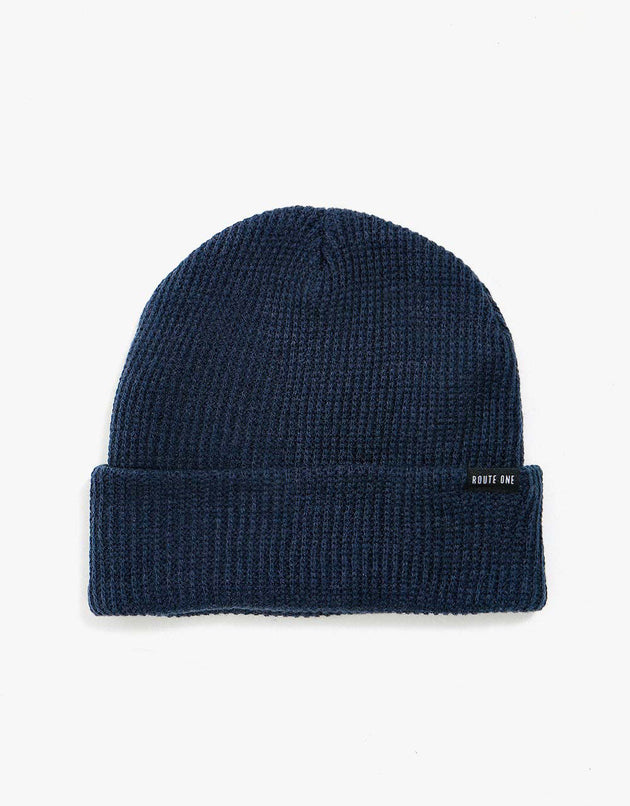 Route One Recycled Fisherman Beanie - Navy