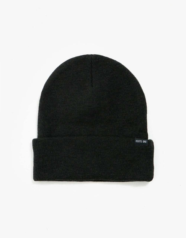 Route One Recycled NY Cuff Beanie - Black