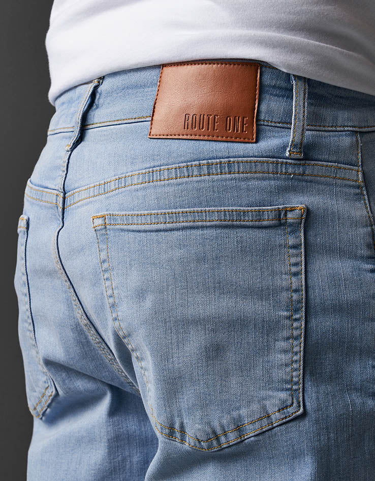 Route One Baggy Denim Jeans - Stone Wash