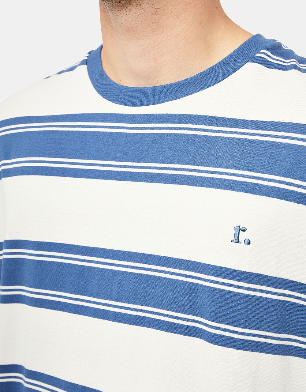 Route One Organic Lewis Stripe T-Shirt - French Navy/Raw