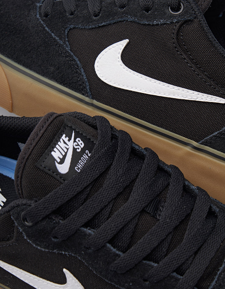 Nike SB Chron 2 Skate Shoes - Black/White-Black-Gum Light Brown