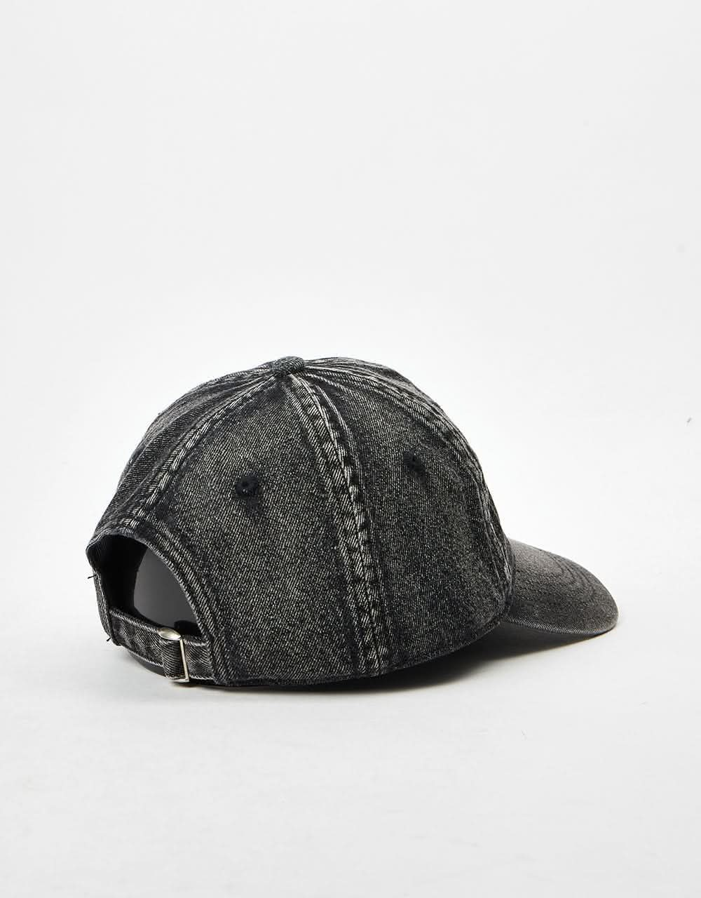 Route One Bleached Denim Dad Cap - Black Denim